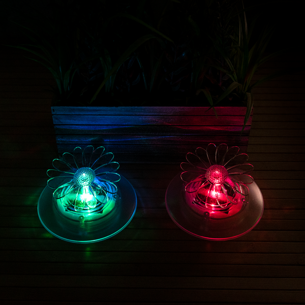 Flower Solar Pond Lights - Set of 2 with Colour-Changing LEDs